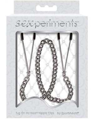 SPORTSHEETS SEX & MISCHIEF TUG ON MY HEART ADJUSTABLE NIPPLE CLAMPS WITH CHAIN