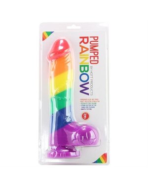 Hott Products PUMPED RAINBOW SILICONE DILDO 9"