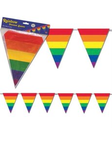  RAINBOW STRIPED TRIANGLE PENNANTS 30ft