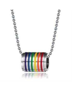 RAINBOW RAINBOW ENAMEL TUBE NECKLACE STAINLESS STEEL