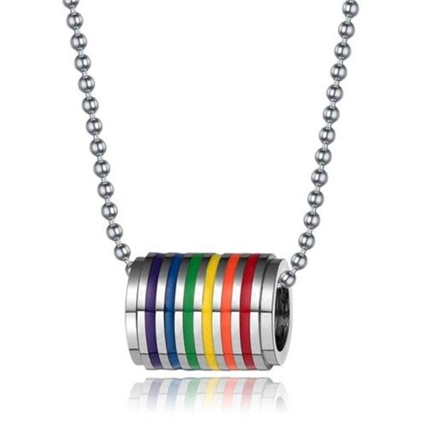 RAINBOW RAINBOW ENAMEL TUBE NECKLACE STAINLESS STEEL