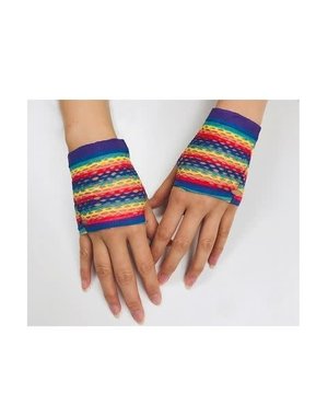  FISHNET RAINBOW FINGERLESS HALF GLOVES