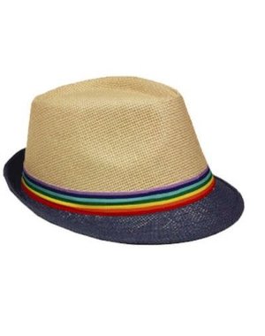 RAINBOW RAINBOW FABRIC STRIP STRAW FEDORA