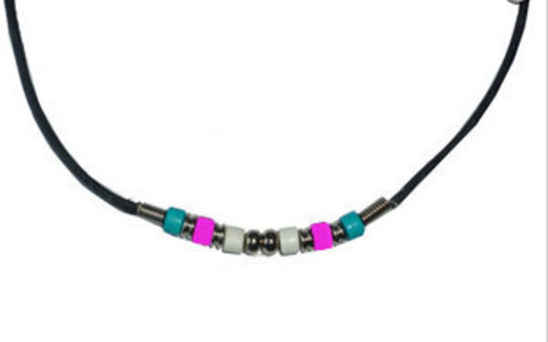 RAINBOW CERAMIC TRANS PRIDE BEADS NECKLACE