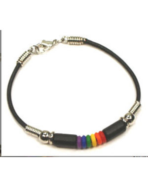 RAINBOW RAINBOW W/ BLACK BEAD SILICONE BRACELET