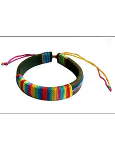 RAINBOW RAINBOW CORDED OVER LEATHER BRACELET