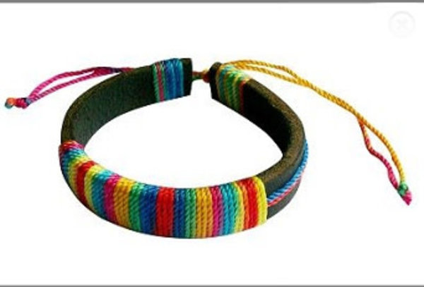 RAINBOW RAINBOW CORDED LEATHER BRACELET