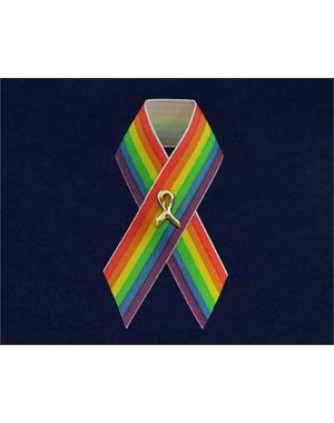 RAINBOW SATIN RAINBOW RIBBON PIN