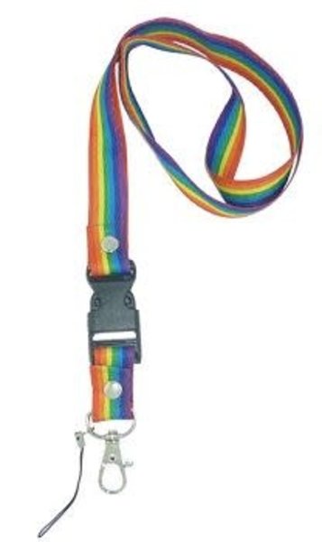 RAINBOW LANYARD-PRIDE RAINBOW STRIPE BOLT SNAP
