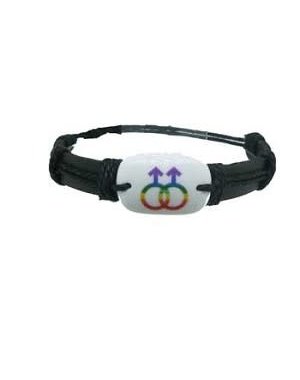 RAINBOW TRIBAL DOUBLE MALE LEATHER BRACELET