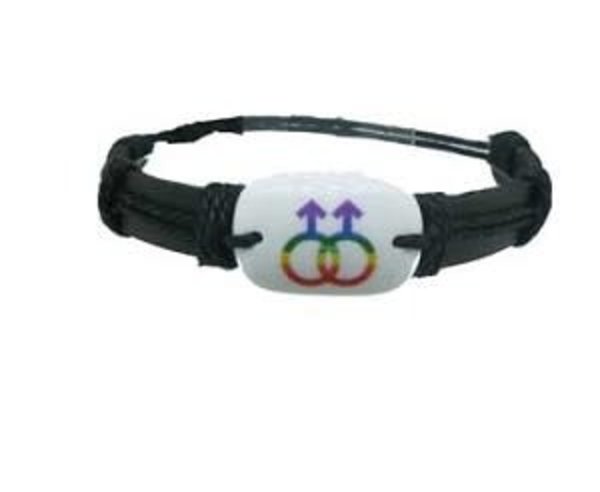 RAINBOW TRIBAL DOUBLE MALE LEATHER BRACELET