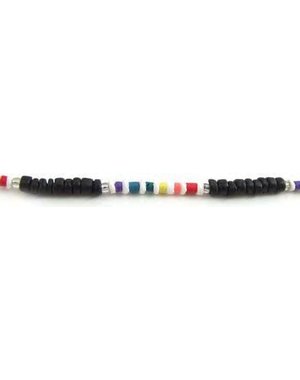  RAINBOW SHELL & BLACK BEAD BRACELET