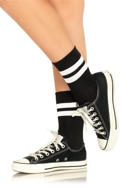 LEG AVENUE ATHLETIC STRIPED ANKLET SOCKS