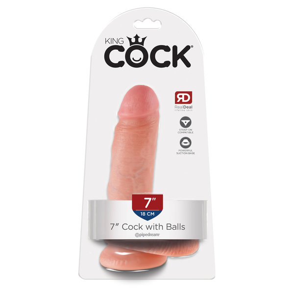 PIPEDREAM PRODUCTS KING COCK 7" COCK WITH BALLS, Flesh