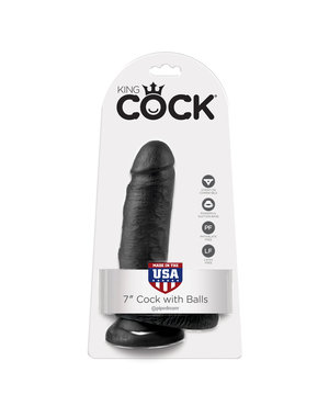 PIPEDREAM PRODUCTS KING COCK 7" COCK WITH BALLS, Black