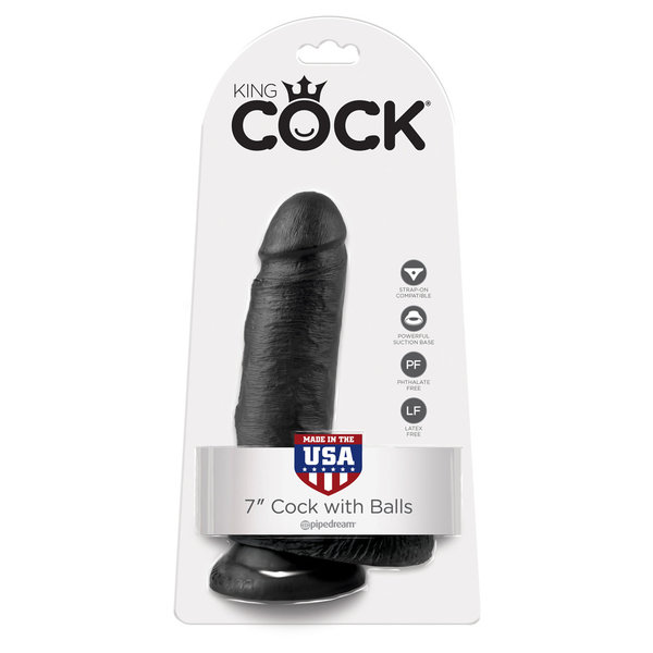 PIPEDREAM PRODUCTS KING COCK 7" COCK WITH BALLS, Black