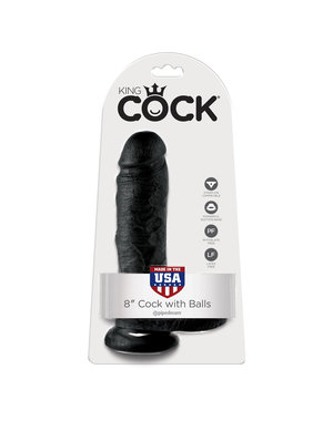 PIPEDREAM PRODUCTS KING COCK WITH BALLS 8" BLACK