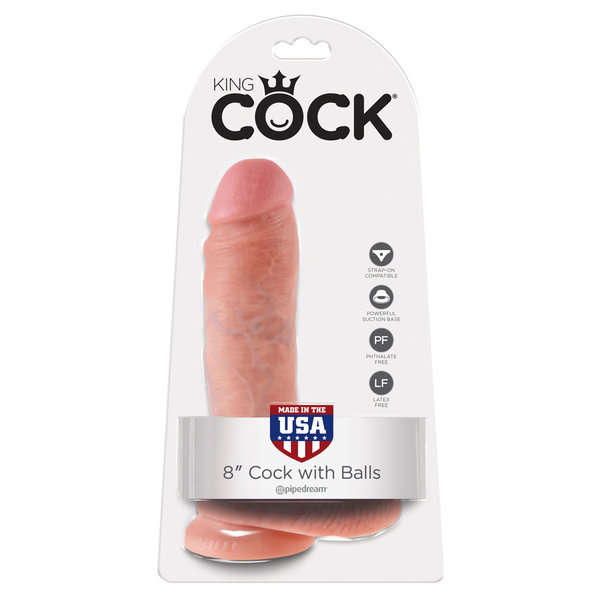 PIPEDREAM PRODUCTS KING COCK WITH BALLS 8" FLESH