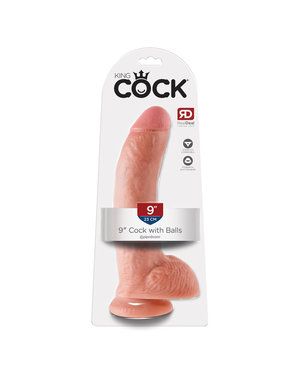 PIPEDREAM PRODUCTS KING COCK DILDO WITH BALLS 9" FLESH