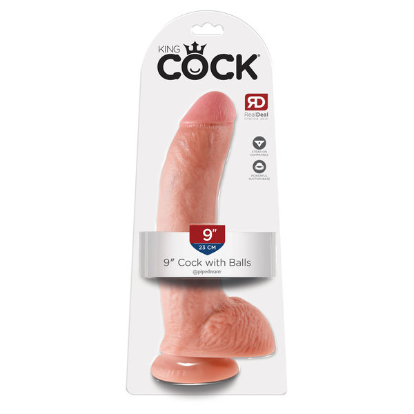 PIPEDREAM PRODUCTS KING COCK DILDO WITH BALLS 9" FLESH