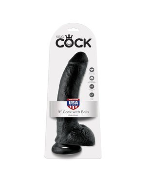 PIPEDREAM PRODUCTS KING COCK 9" COCK WITH BALLS, Black