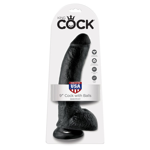 PIPEDREAM PRODUCTS KING COCK 9" COCK WITH BALLS, Black