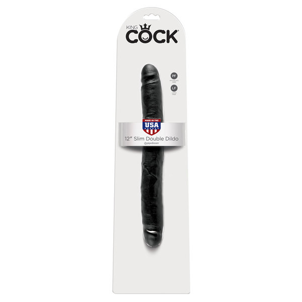 PIPEDREAM PRODUCTS KING COCK 12" SLIM DOUBLE BLACK