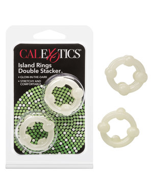 CalExotics ISLAND RINGS DOUBLE STACKER GLOW IN THE DARK COCK RINGS