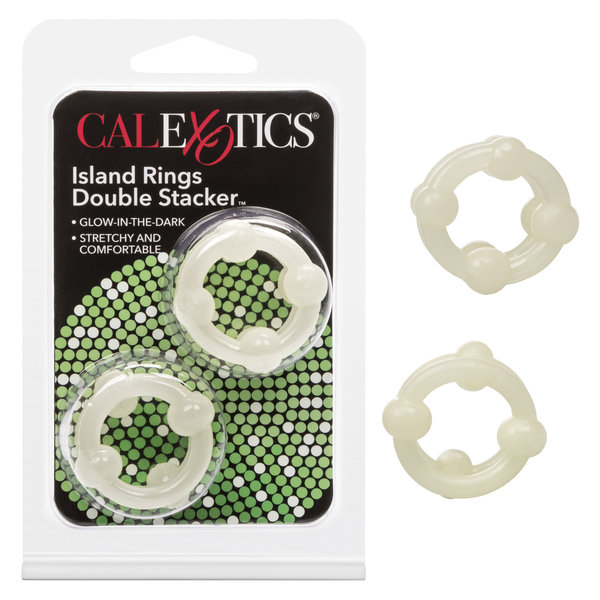 CalExotics ISLAND RINGS DOUBLE STACKER GLOW IN THE DARK COCK RINGS