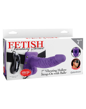 FETISH FANTASY FF HOLLOW STRAP W/BALLS VIBE-PURP 7"