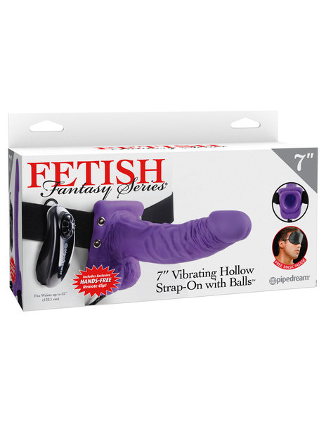 FETISH FANTASY FF HOLLOW STRAP W/BALLS VIBE-PURP 7"