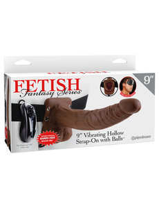 FETISH FANTASY FF HOLLOW STRAP W/BALLS VIBE BRN 9"
