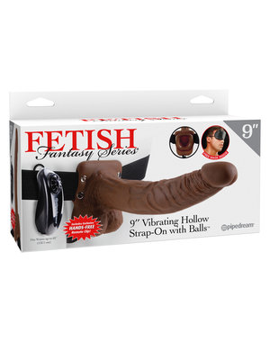 FETISH FANTASY FF HOLLOW STRAP W/BALLS VIBE BRN 9"