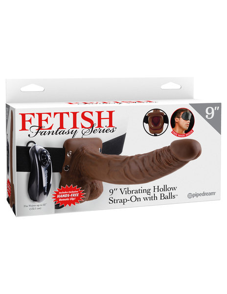 FETISH FANTASY FF HOLLOW STRAP W/BALLS VIBE BRN 9"