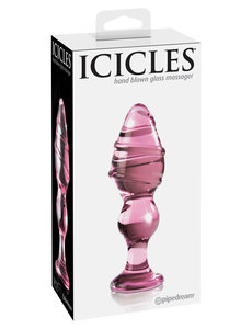 Icicles ICICLES # 27 TEXTURED GLASS ANAL PLUG 5.75inch PINK