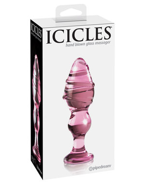 Icicles ICICLES # 27 TEXTURED GLASS ANAL PLUG 5.75inch PINK