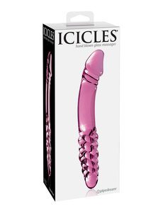 Icicles ICICLES NO57 DOUBLE SIDE TEXTURED GLASS DILDO 9inch PINK