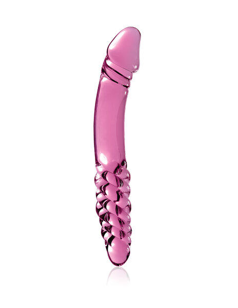 Icicles ICICLES NO57 DOUBLE SIDE TEXTURED GLASS DILDO 9inch PINK