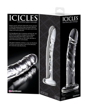 PIPEDREAM PRODUCTS ICICLES # 62 GLASS DILDO 6.5inch CLEAR
