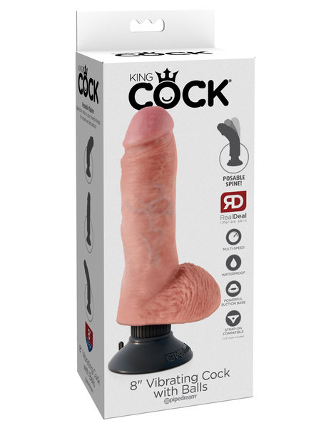 PIPEDREAM PRODUCTS KING COCK, W/BALLS 8",FLESH