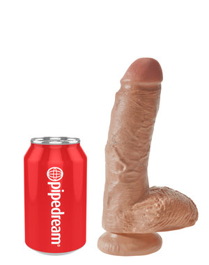 PIPEDREAM PRODUCTS KING COCK WITH BALLS 8" TAN