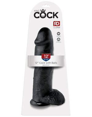 PIPEDREAM PRODUCTS KING COCK 12" COCK WITH BALLS, Black