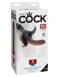 PIPEDREAM PRODUCTS KING COCK STRAP ON COCK 8" BROWN