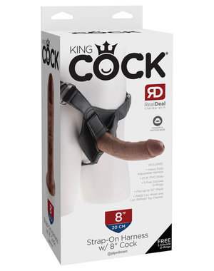PIPEDREAM PRODUCTS KING COCK STRAP ON COCK 8" BROWN