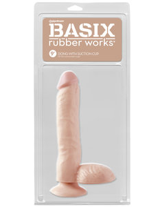 Basix BASIX DONG WITH BALLS & SUCTION 9" FLESH