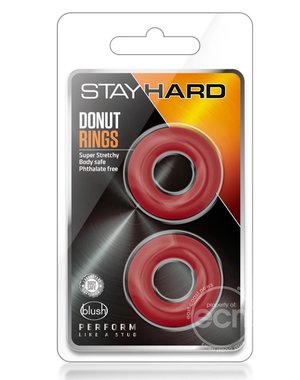 BLUSH NOVELTIES Stay Hard Donut Cock Rings (2 Pack) - Red