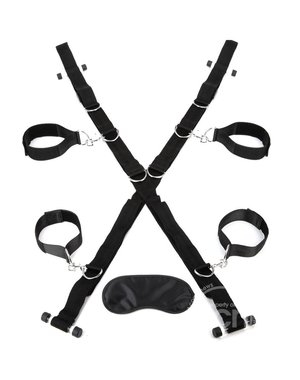 LUX FETISH LUX FETISH OVER THE DOOR CROSS WITH 4 UNIVERSAL SOFT RESTRAINT CUFFS