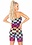 LEG AVENUE RAINBOW CHECKERBOARD STRAPLESS ROMPER