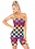 LEG AVENUE RAINBOW CHECKERBOARD STRAPLESS ROMPER