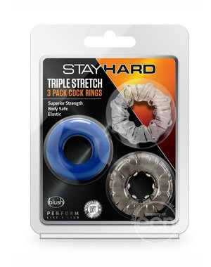 STAY HARD Stay Hard Triple Stretch Cock Rings (3 Pack) - Multiple Colors
